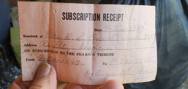 Pearson Tribune Subscription Receipt