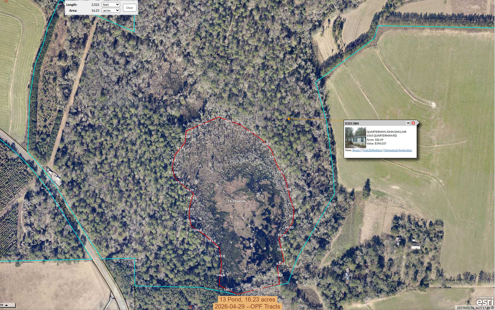 13 Pond, 16.23 acres, 2026-04-29 --OPF Tracts